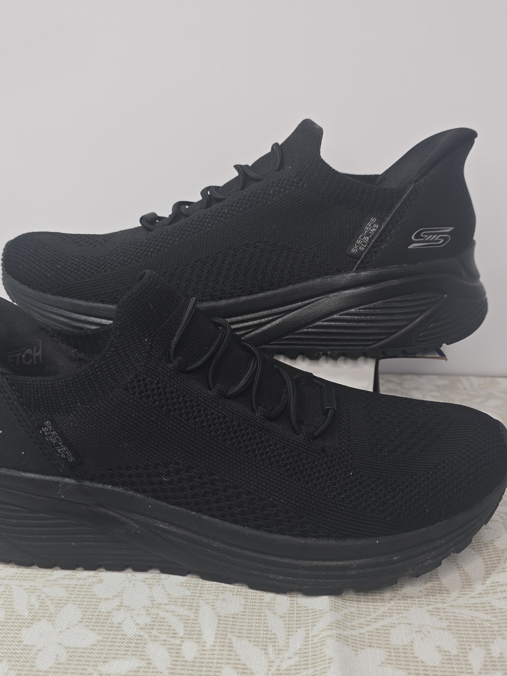 Skechers Men’s Black Knit Slip-On Athletic Sneakers